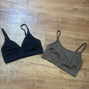 Women’s Gymshark Black and Tan Bralette Duo SMALL sports bra